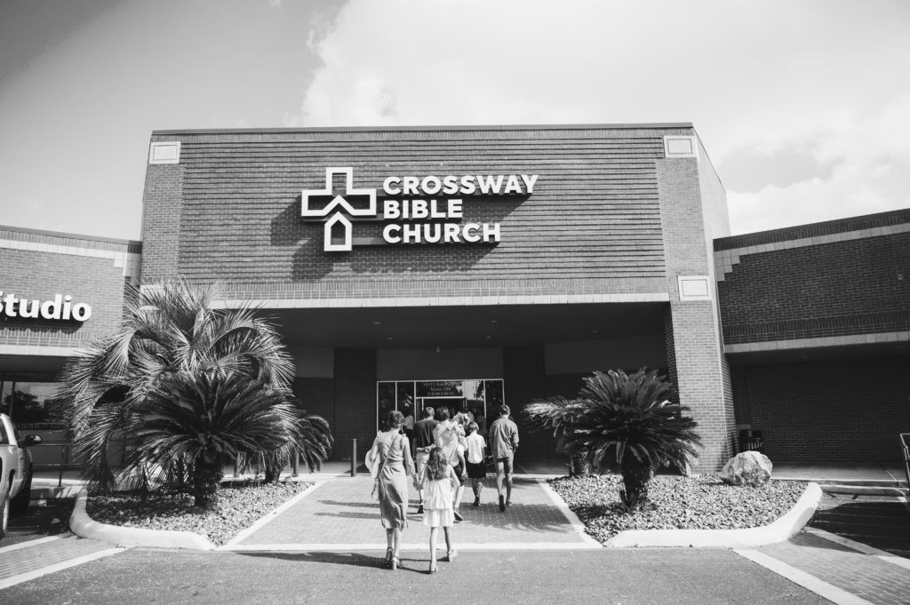 People Entering Crossway Bible Church Building